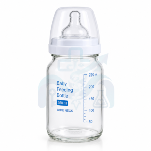 Home 8 Baby Glass Feeding Bottle 250ml – Wide Neck